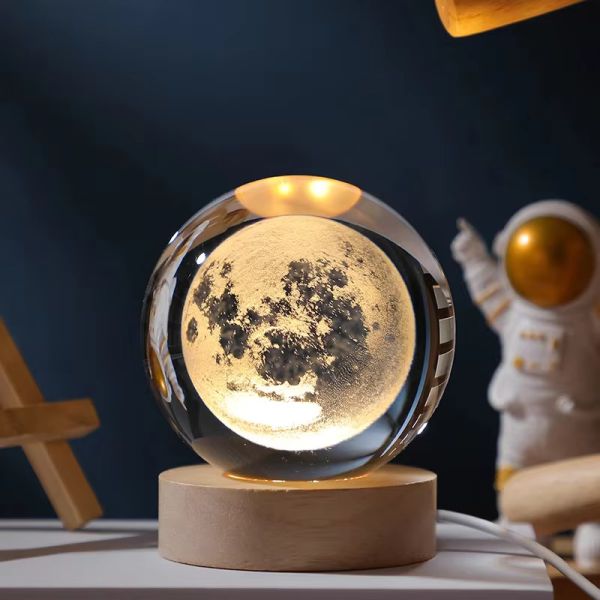 Moon 3D Crystal Ball Night Light 7 Color
