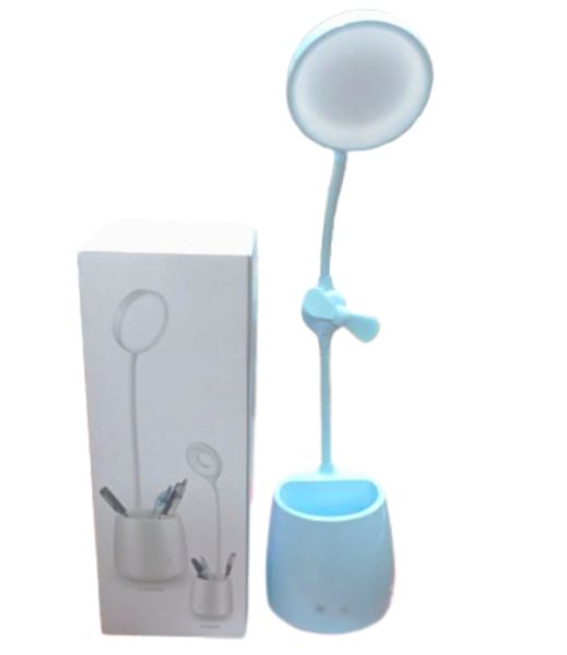Desk Pen Holder With Led Lamp And Fan