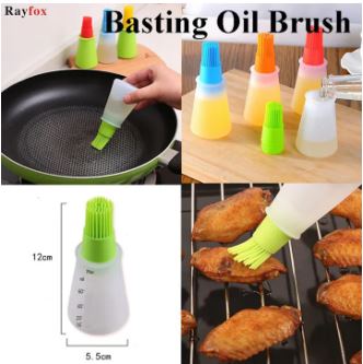 Oil Bottle Tool with Silicone Brush Heat Resistant BBQ Basting Barbecue Brush Cooking Frying Pastry Oil Brush