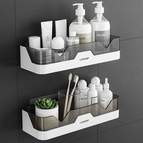 Bathroom Rack Without Punching Wall-mounted Kitchen Bathroom Sink Toilet Wall Cosmetics Storage for Washroom Toilet Kitchen-New Canvas